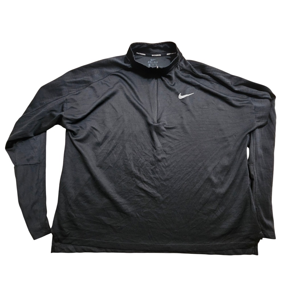 Nike‎ Dri-FIT Running Pullover XL Black Quarter-Zip Long Sleeve 928613-010